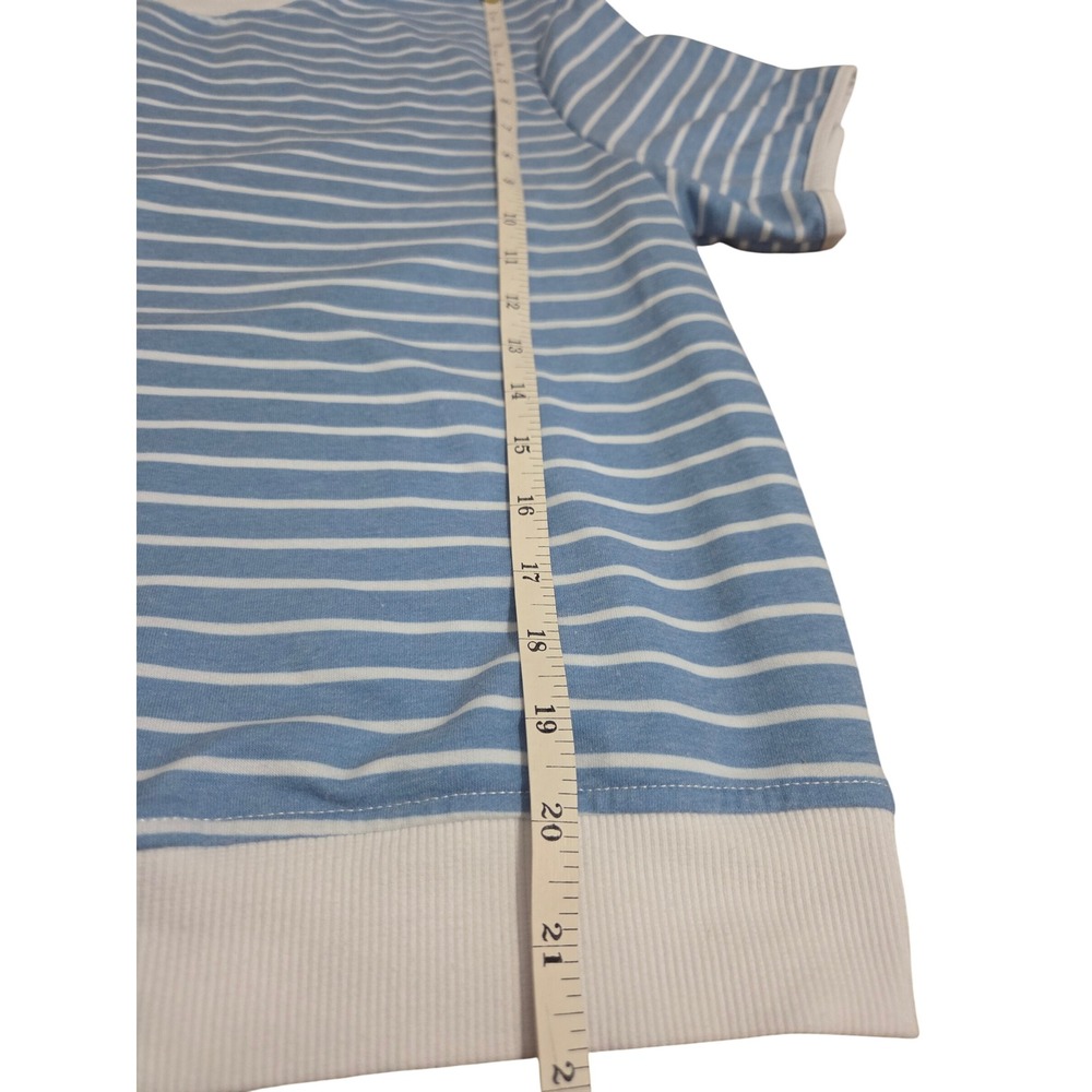 Opemiby Womens Blue White Striped 2 PC Skort Set Crewneck Top Shorts L - Picture 6 of 14